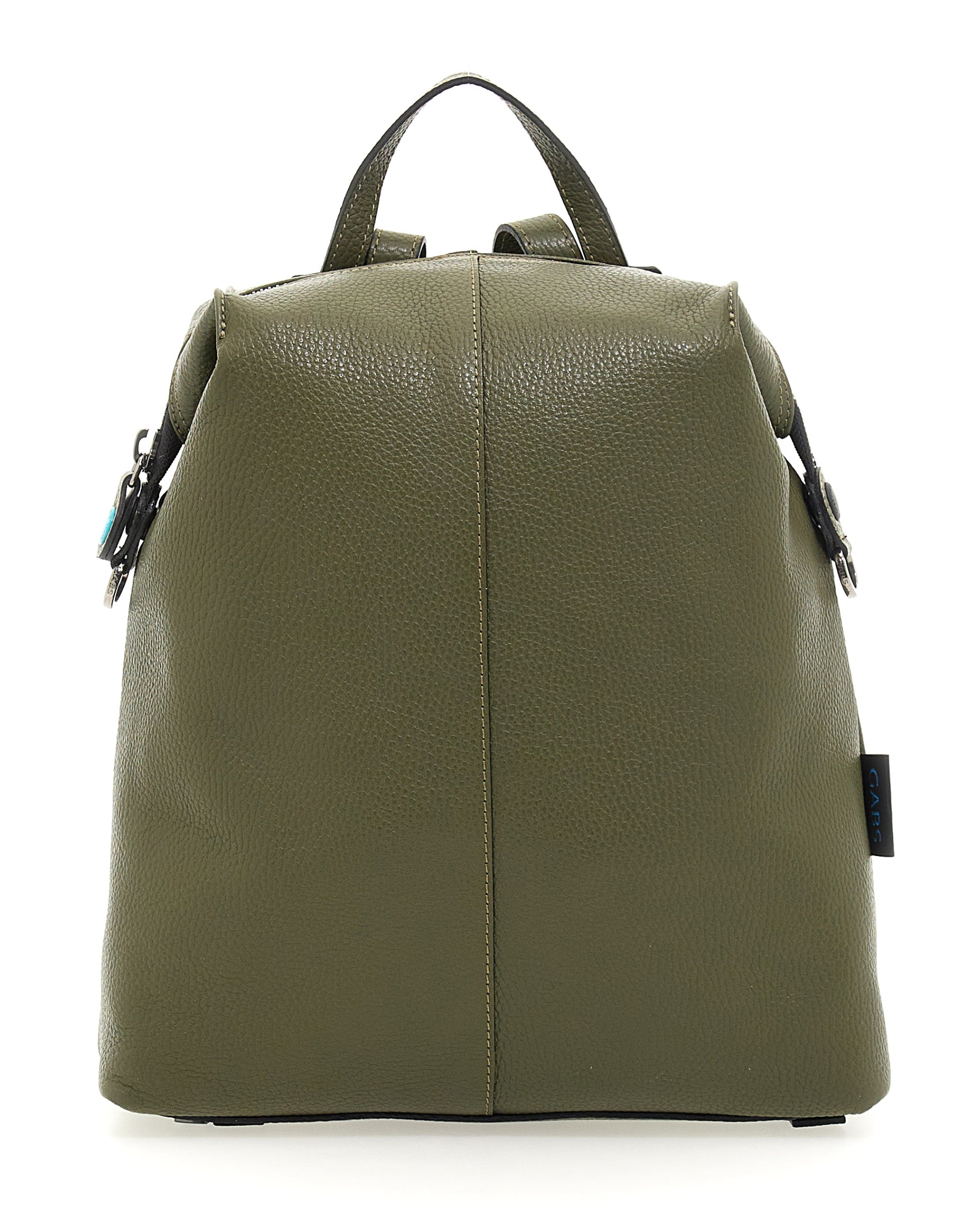 Gabs Zaino Grande con versione Borsa Shopper 100% Pelle Opaco Verde Militare