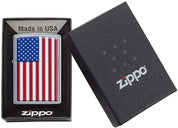 Zippo accendino Antivento Ricaricabile Made In Usa Argento FLAG