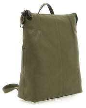 Gabs Zaino Grande con versione Borsa Shopper 100% Pelle Opaco Verde Militare