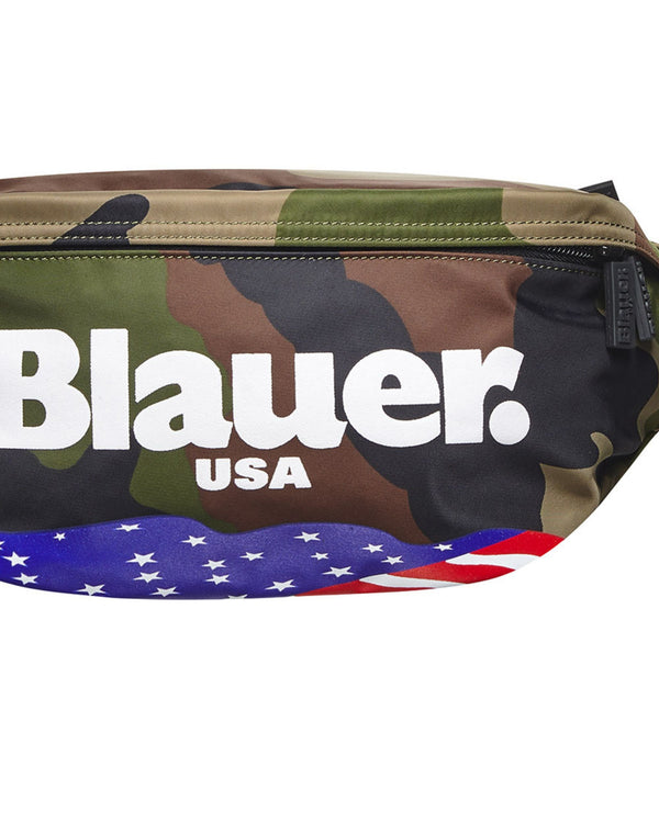 Blauer Nylon Waist Bag
Usa Flag Bum Bag Verde Uomo-2
