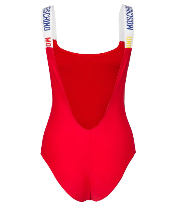 Moschino Swim Costume Intero Logo Spalline Rosso-2