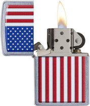 Zippo accendino Antivento Ricaricabile Made In Usa Argento FLAG