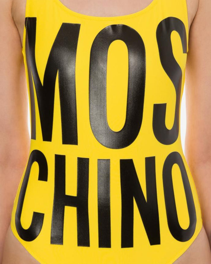 Moschino Swim Costume Intero Scritta Moschino Maxi Giallo 2