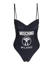 Moschino Swim One Piece Swimsuit Logo Milano with Underwire Black