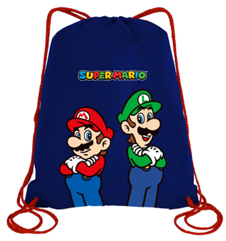 Super Mario String Bag Blu Bambino