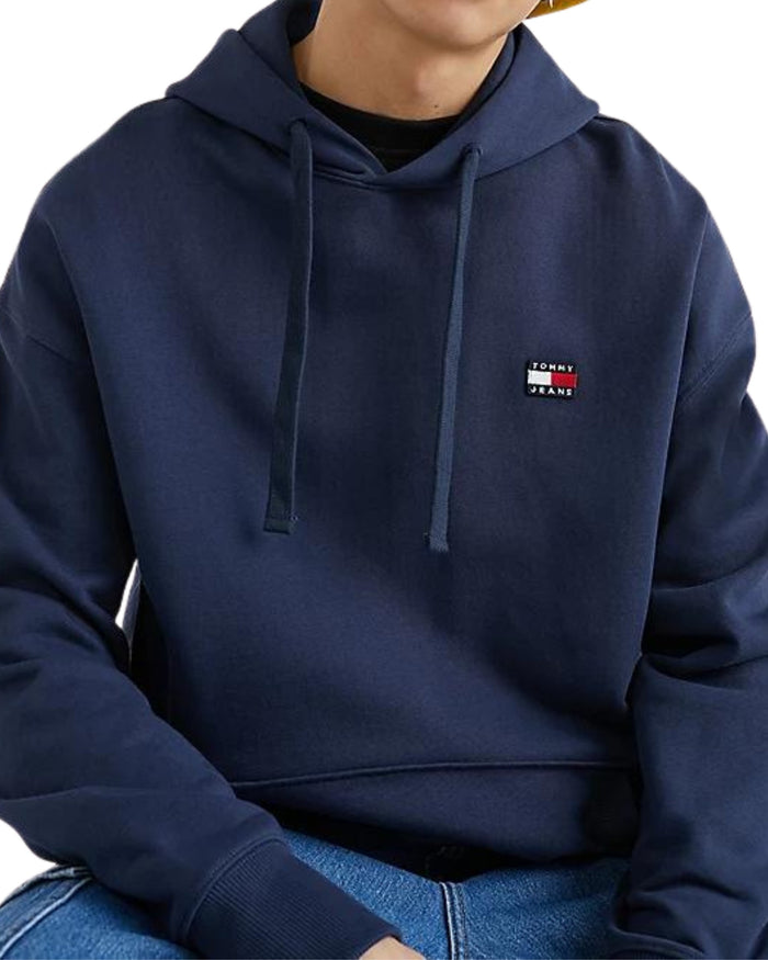 Tommy Jeans Relaxed Fit Hoodie with Blue Badge in Cotton 4