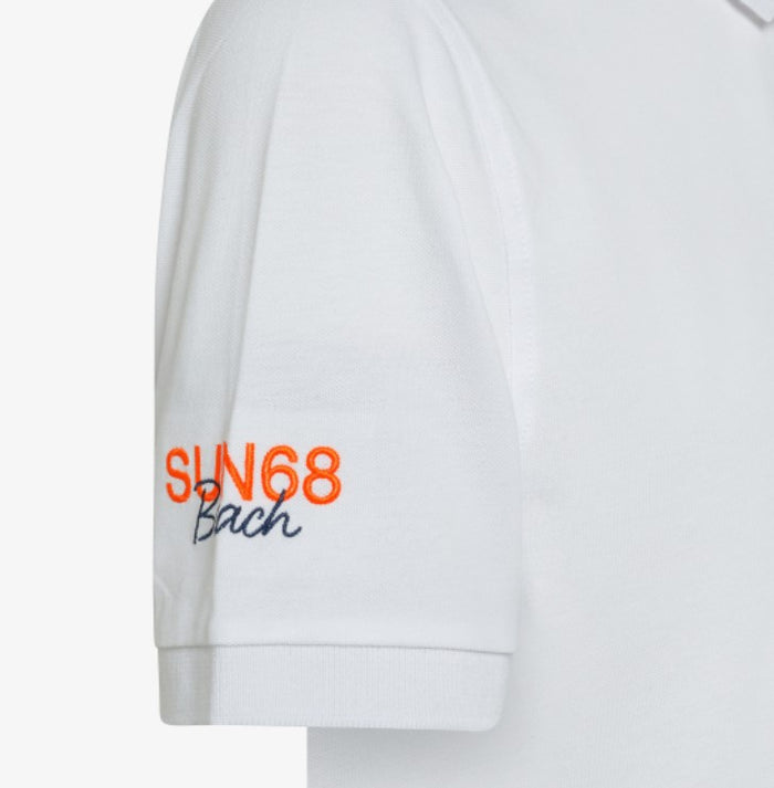 Sun68 Polo Logo Beach Cotone Bianco 2