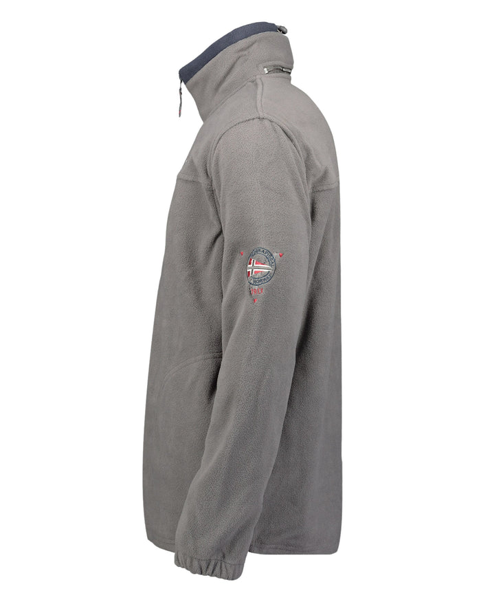 Geographical Norway Pile Maniche Lunghe Full Zip, Capuccio Estraibile Dal Colletto Grigio Uomo 4