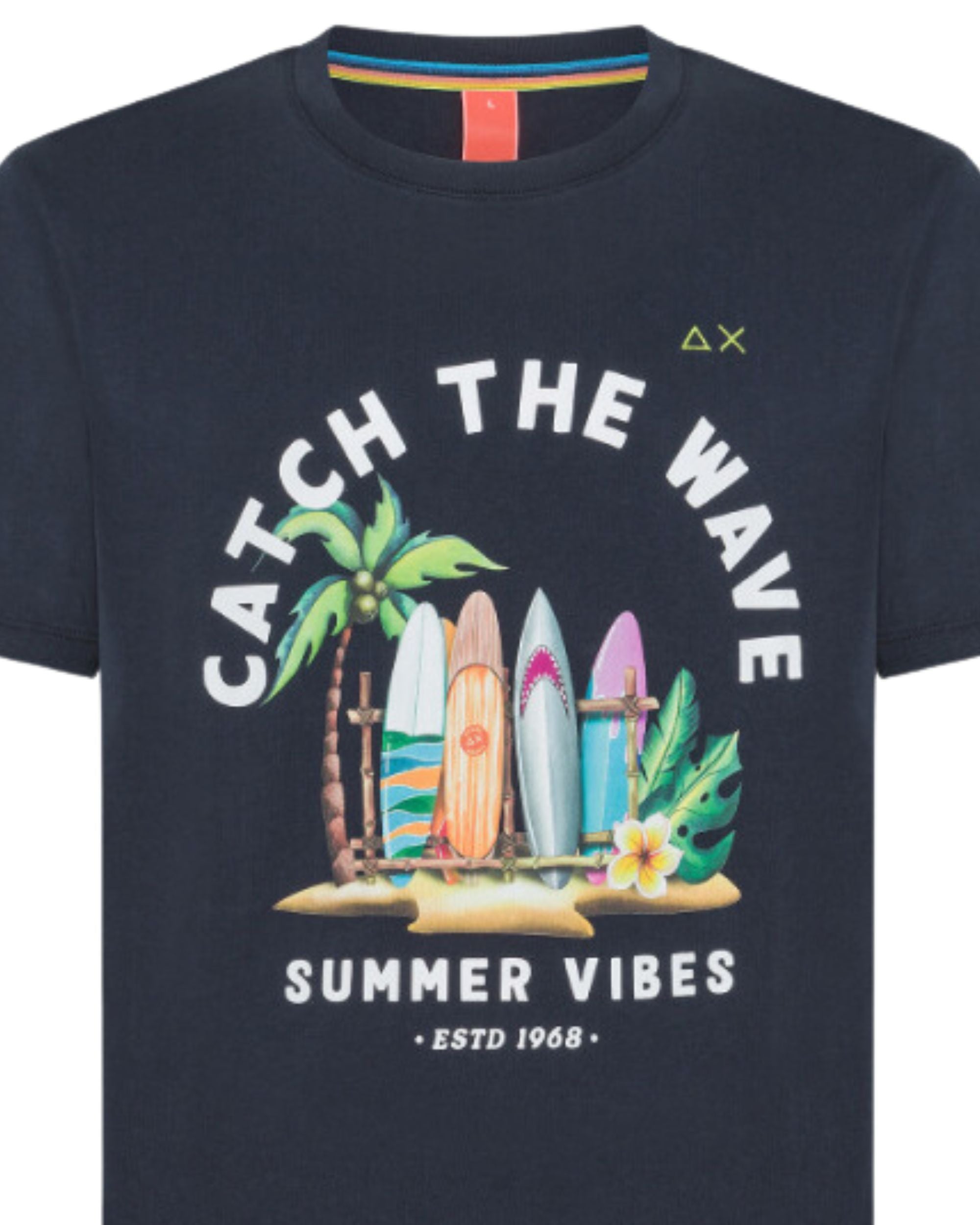 Sun68 Short Sleeve Cotton T-Shirt Blue