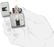 Zippo Antivento Ricaricabile Made In Usa Picche Asso Argento 24196