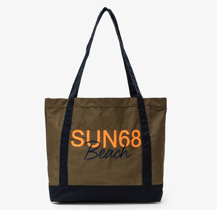 Sun68 Tote Bag Cabardine Cotone Verde Militare Scuro 1