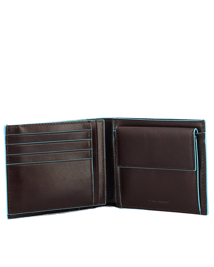 Piquadro Wallet With Coin Purse Blue Square Brown Men 2