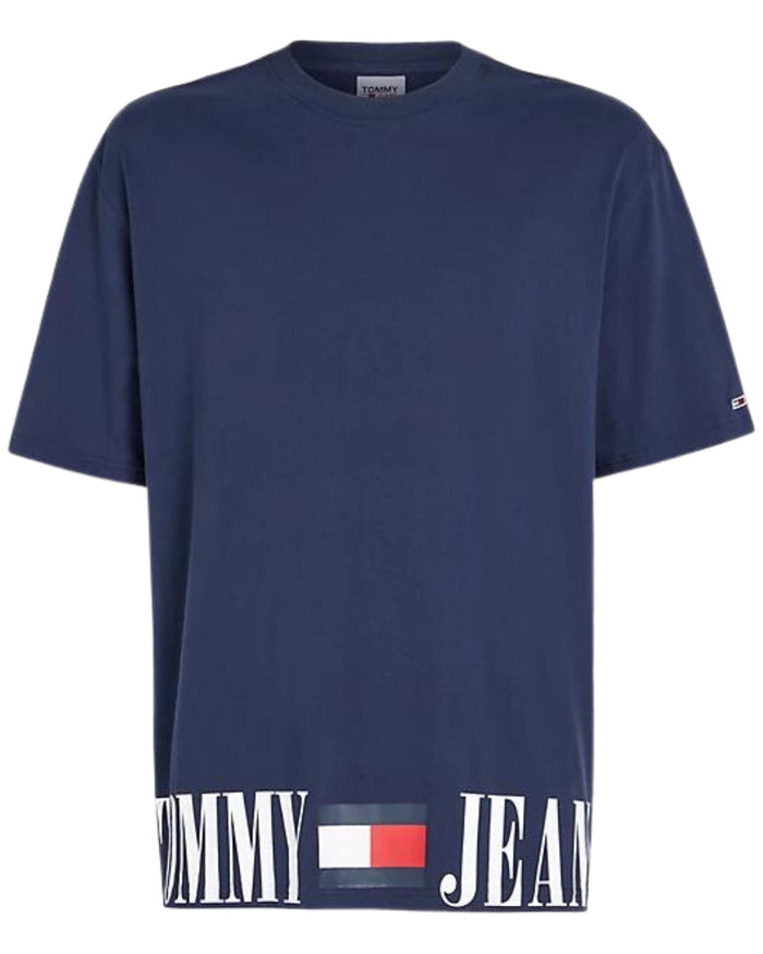 Tommy Jeans T-shirt Oversize Fit con Logo Grafico Blu in Cotone 1