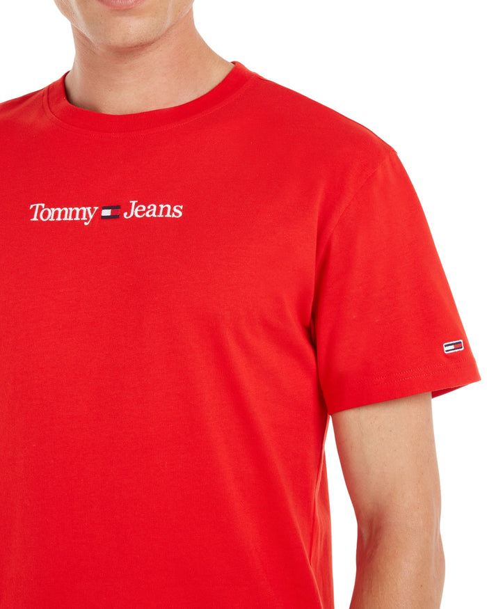 Tommy Jeans T-Shirt TJM Classic Linear Cotone Rosso 3