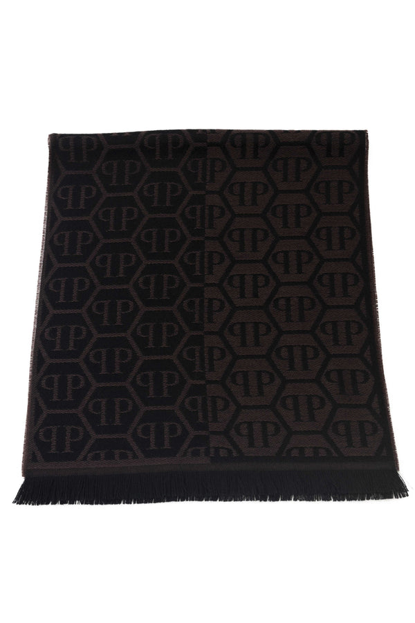 Philipp Plein Brown All-Over Logo Stole-2