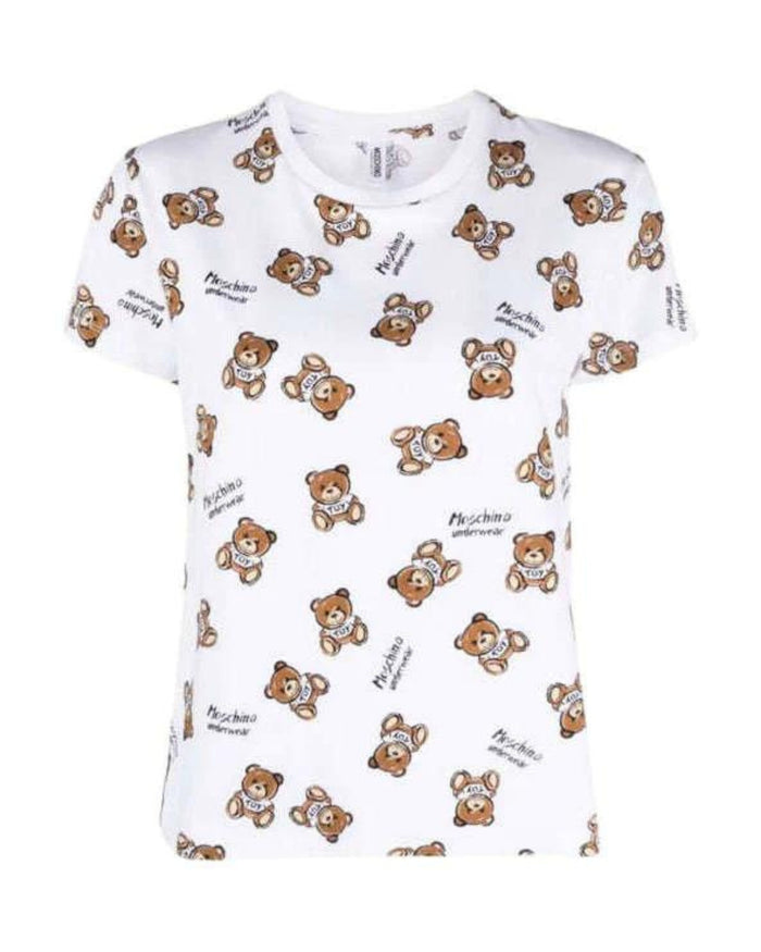 Moschino Underbear T-Shirt Manica Corta Design Teddy Bear Cotone Bianco 1