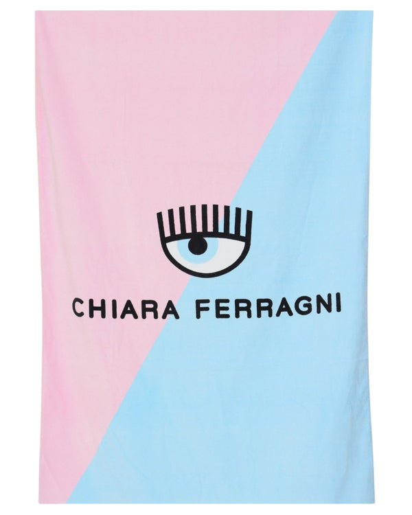 Chiara Ferragni Telo Mare E Rosa Logo Azzurro Unisex