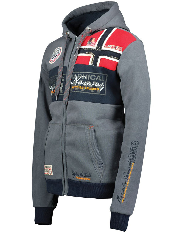 Geographical Norway Sweater Cappuccio Sport City Urban Grigio Uomo 3