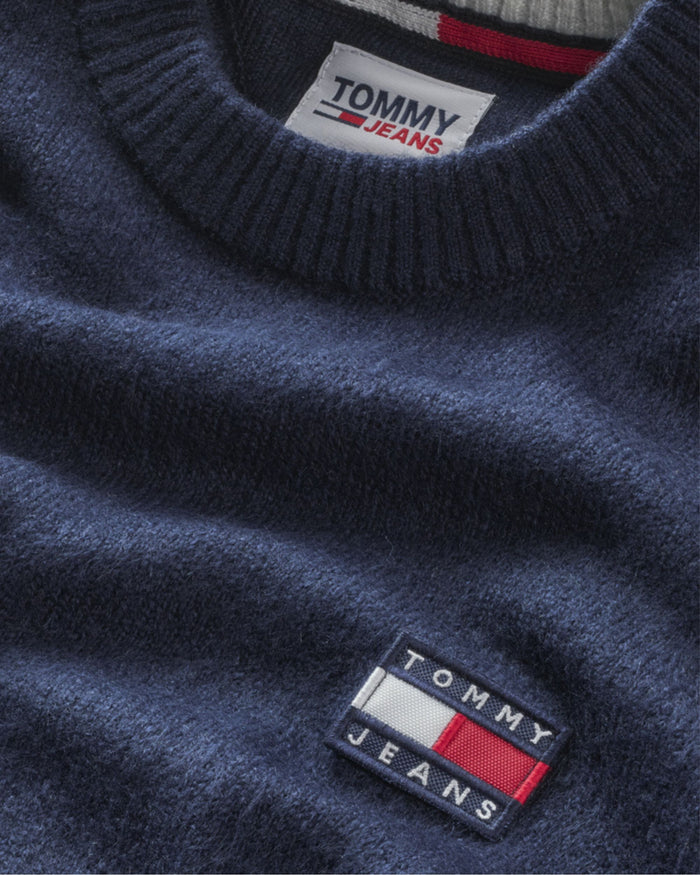 Tommy Jeans Maglione Essential Girocollo Misto Cotone Blu 3