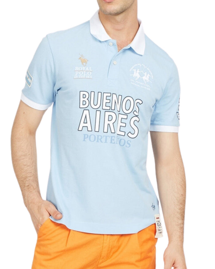 La Martina Polo Blue Bell S/s Cotton Piquet, Regular Fit Light Blue Men 1