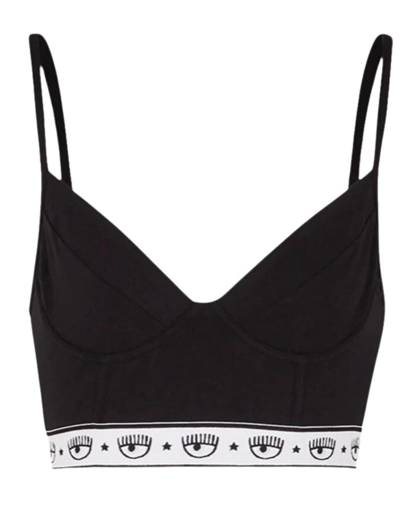 Chiara Ferragni Black Cotton Stretch Bralette Bodice