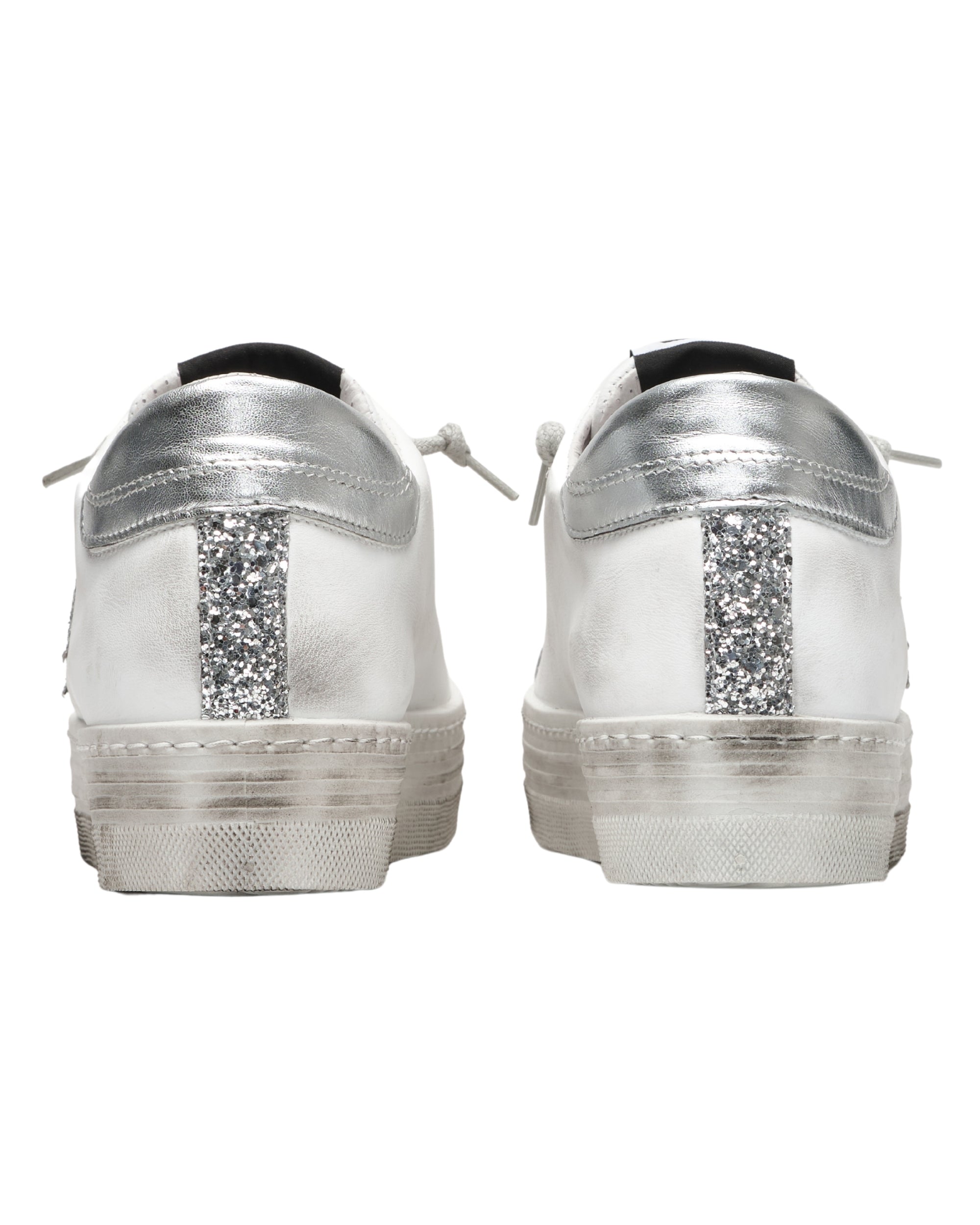 2Star Sneakers HS Pelle con Dettagli Glitter Argento Bianca