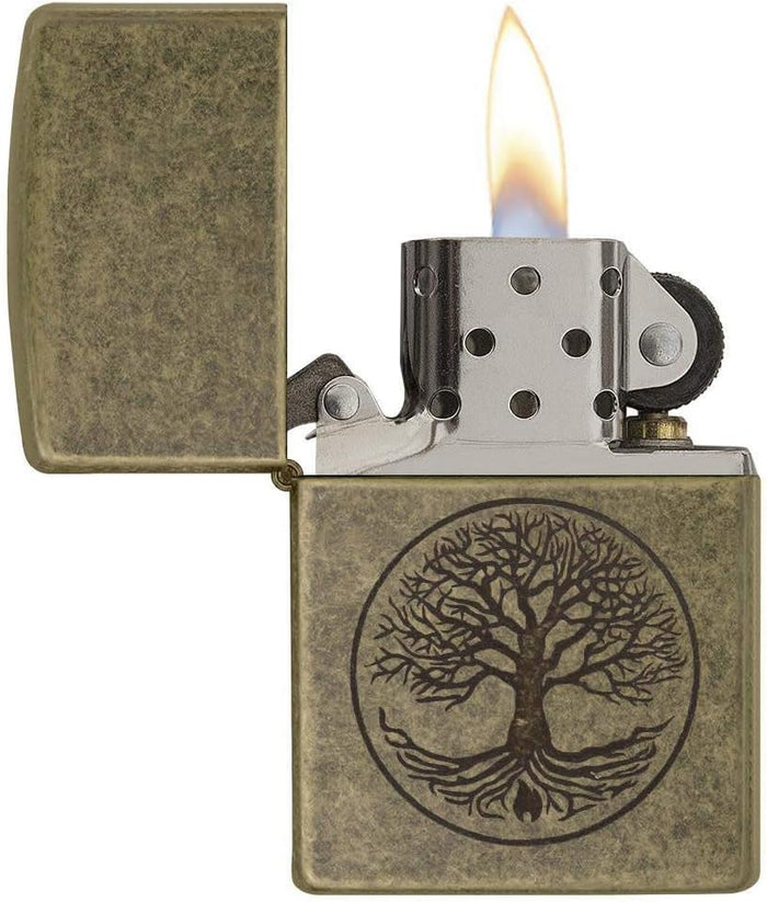 Zippo Antivento Ricaricabile Made In Usa Albero Della Vita Oro Unisex 3