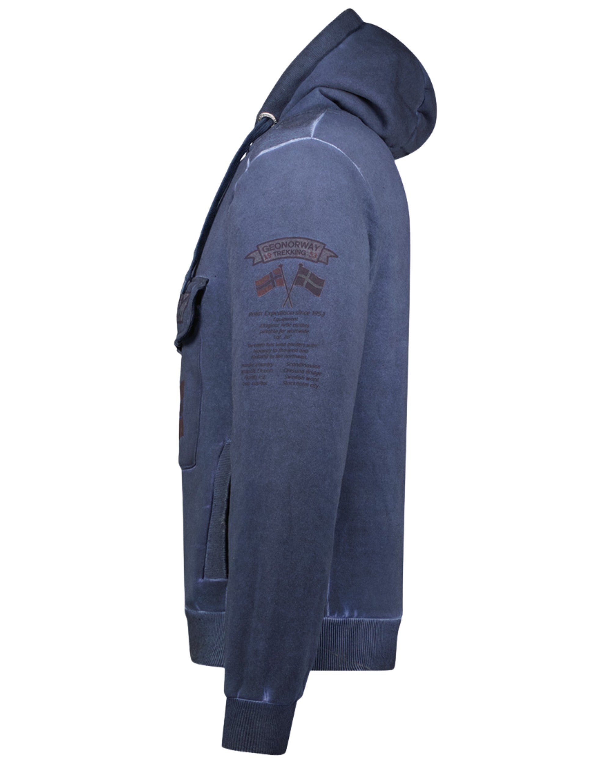 Geographical Norway Felpa Geonorway Con Cappuccio E Zip Parziale Blu Uomo