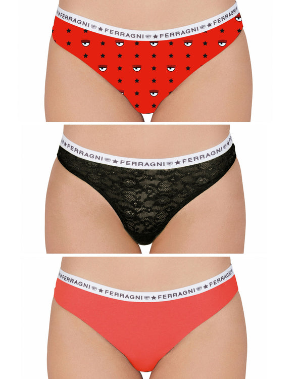 Chiara Ferragni Fashion Tri-Pack Underwear Kit Multicolor