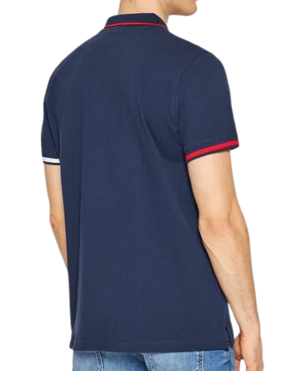 Tommy Jeans Polo TJM Red Flag Cotone Blu-2