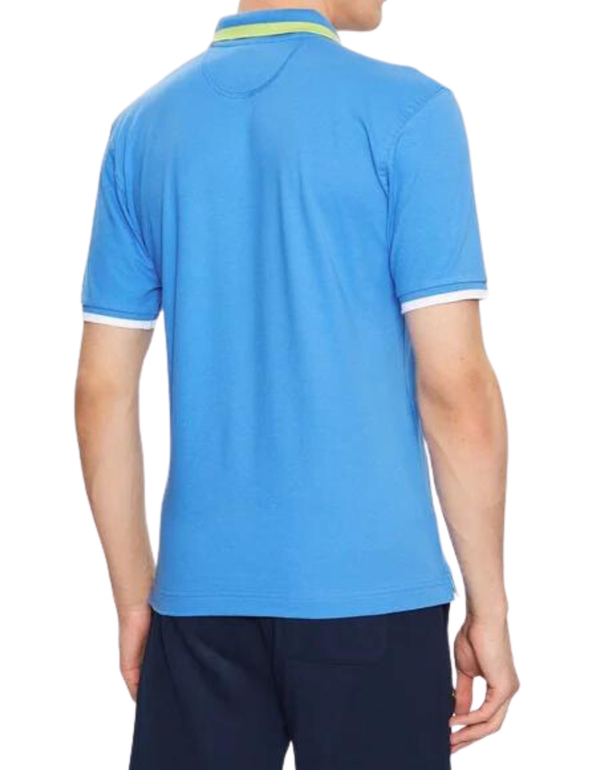 La Martina Polo Russell S/s Piquet Stretch Slim Fit Blue Men