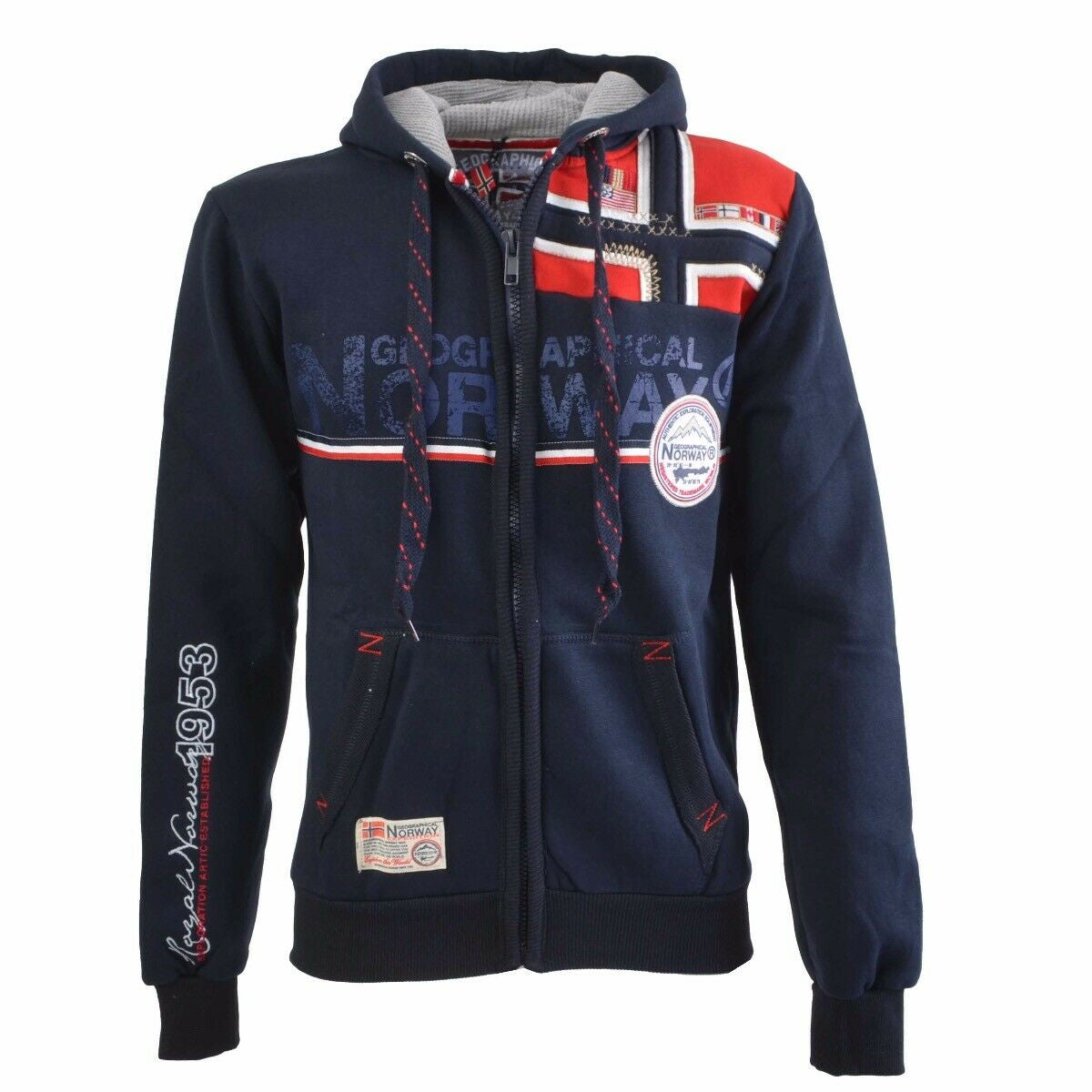 Geographical Norway Felpa Full Zip Fespote Misto Cotone Blu Navy Uomo