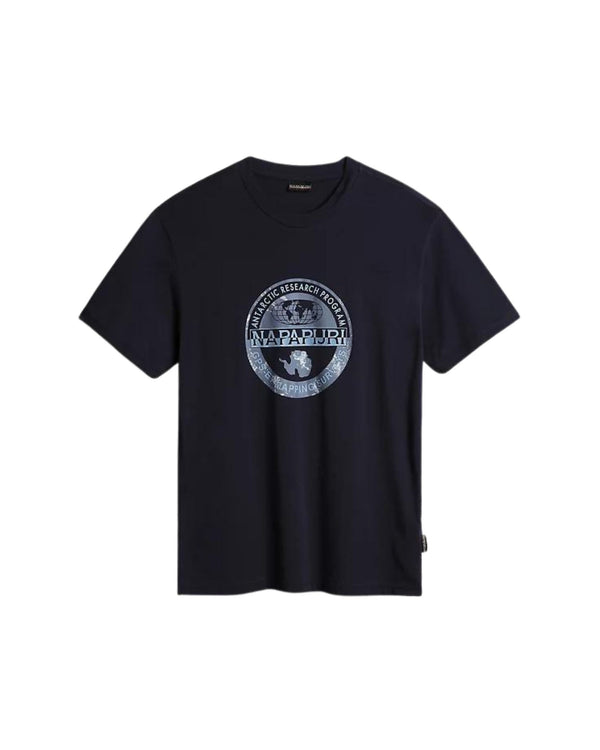 Napapijri T-Shirt a Manica Corta Girocollo 100% Cotone Blu