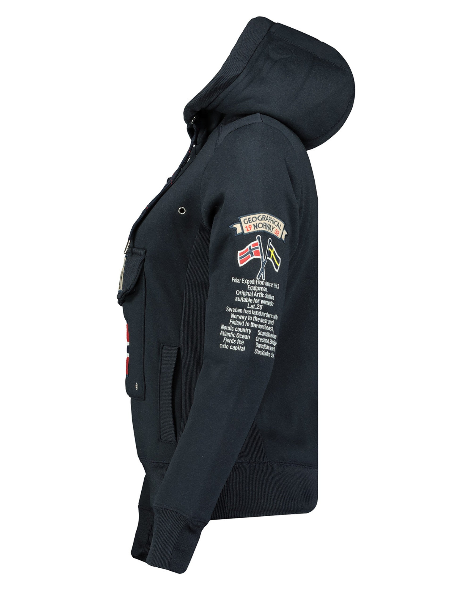 Geographical Norway Hoodie With Hood Central Pocket With Zip Blue Women