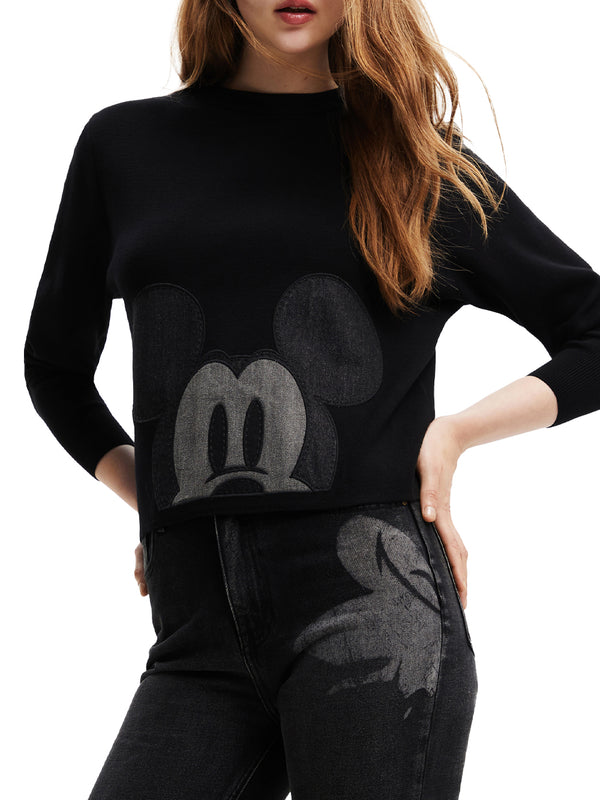 Desigual Jers Mickey Patch Denim Nero Donna