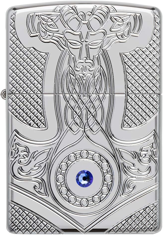 Zippo Windproof Refillable Made In Usa Mjolnir Viking Silver Unisex 1