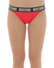Moschino Swim Bikini Slip with Red Logo Band