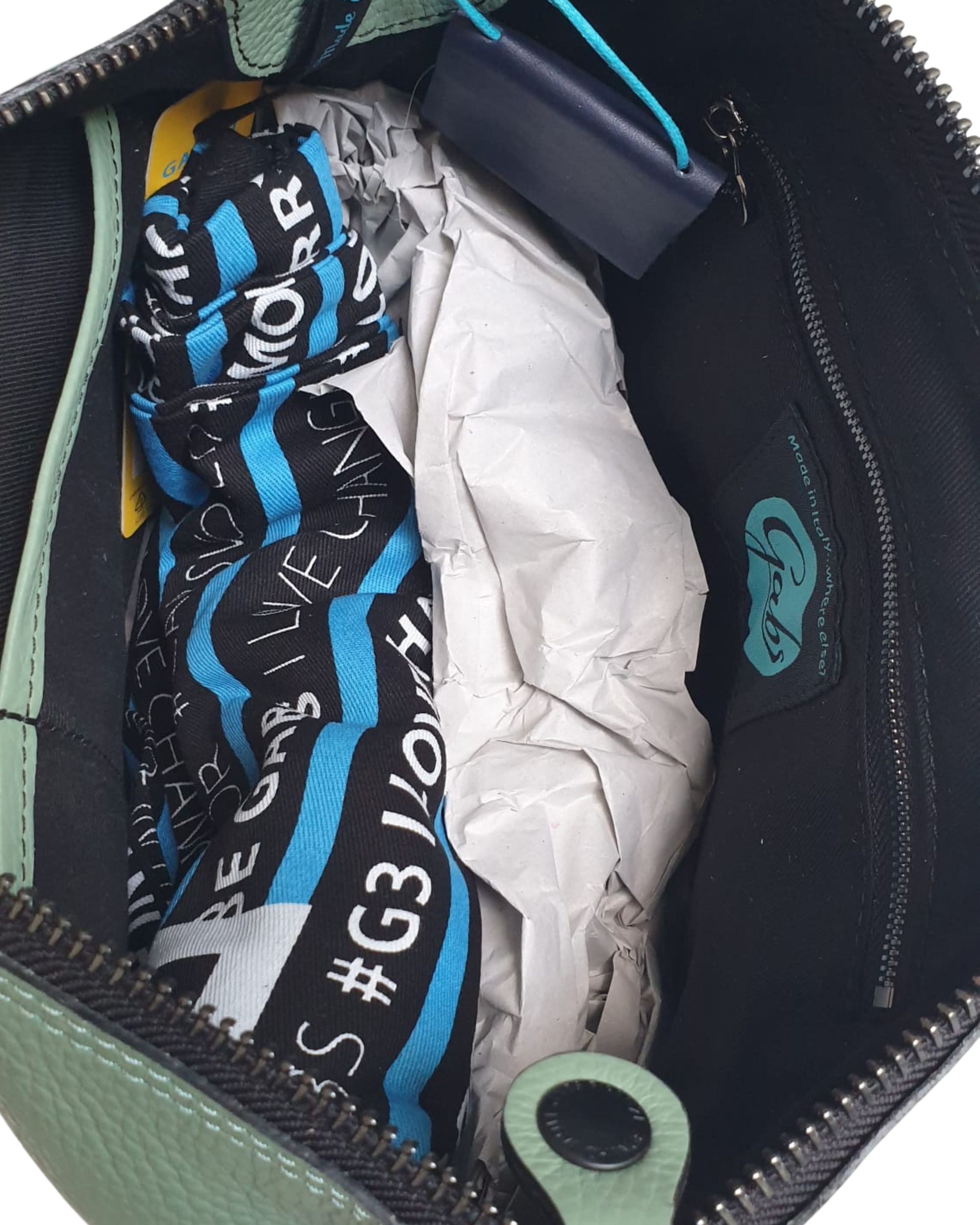 Gabs Zainetto Icon Black Pelle Verde