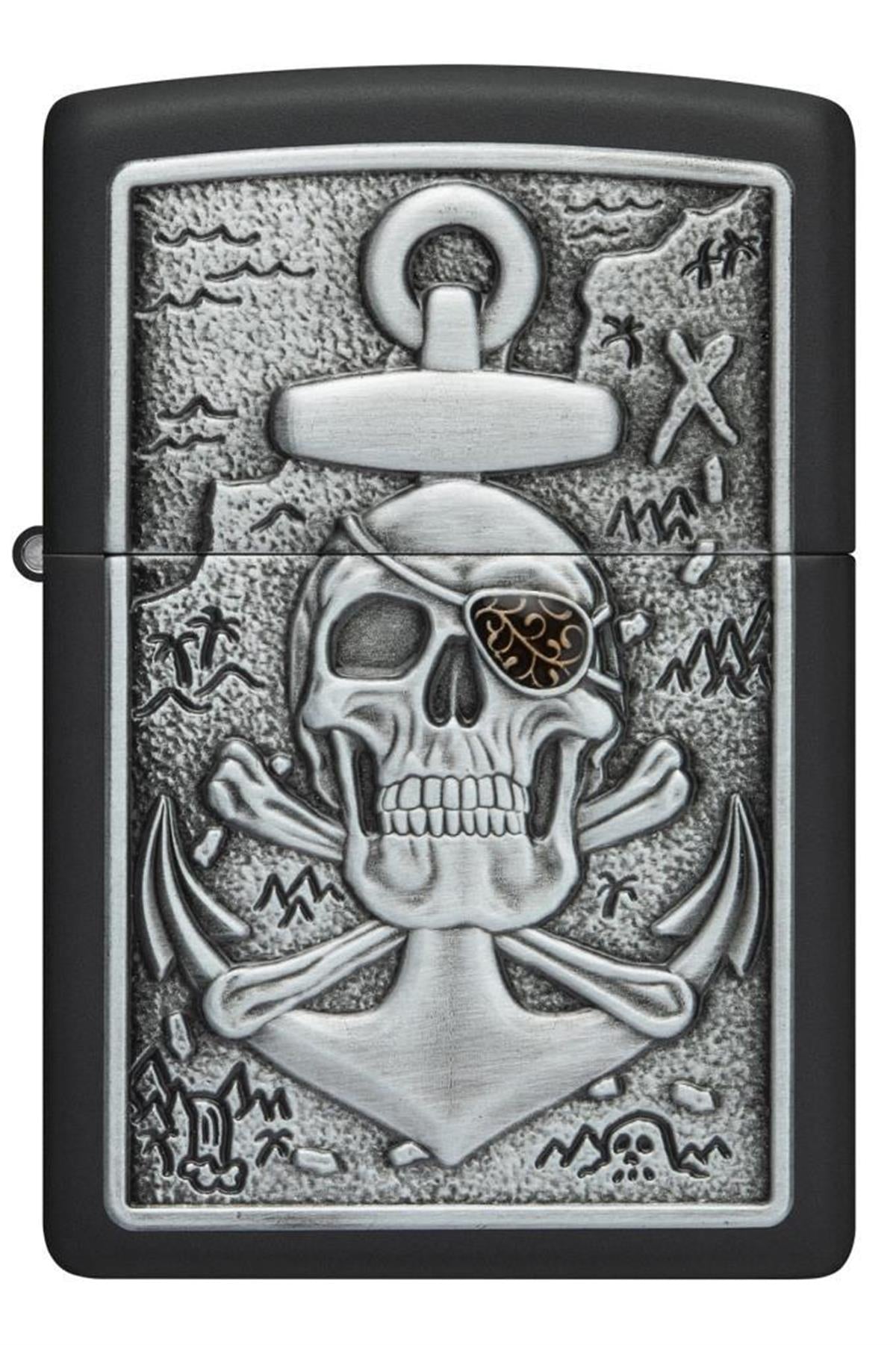 Zippo Techio Pirate Anchor Plaque Black Unisex