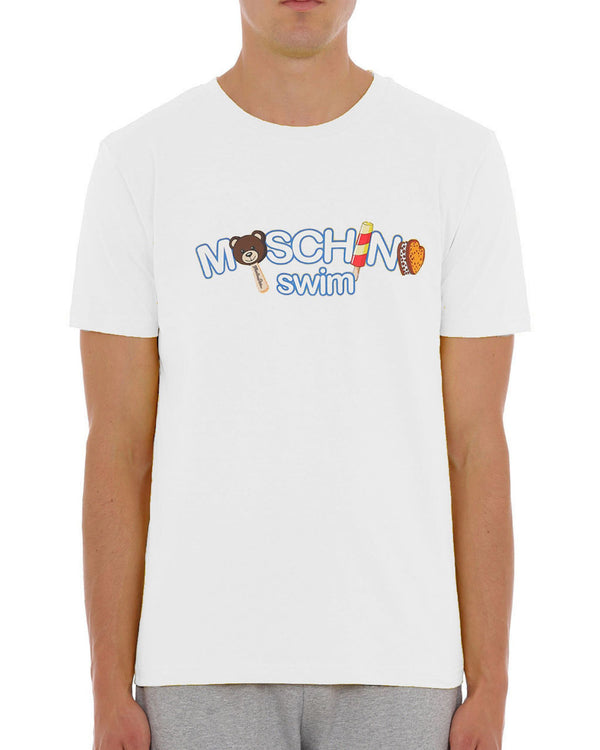 Moschino Swim T-Shirt Icecream Logo Cotone Bianco