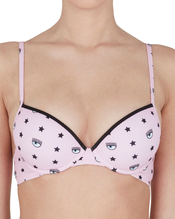 Chiara Ferragni Eye-star Print Push-up Bra Pink Women