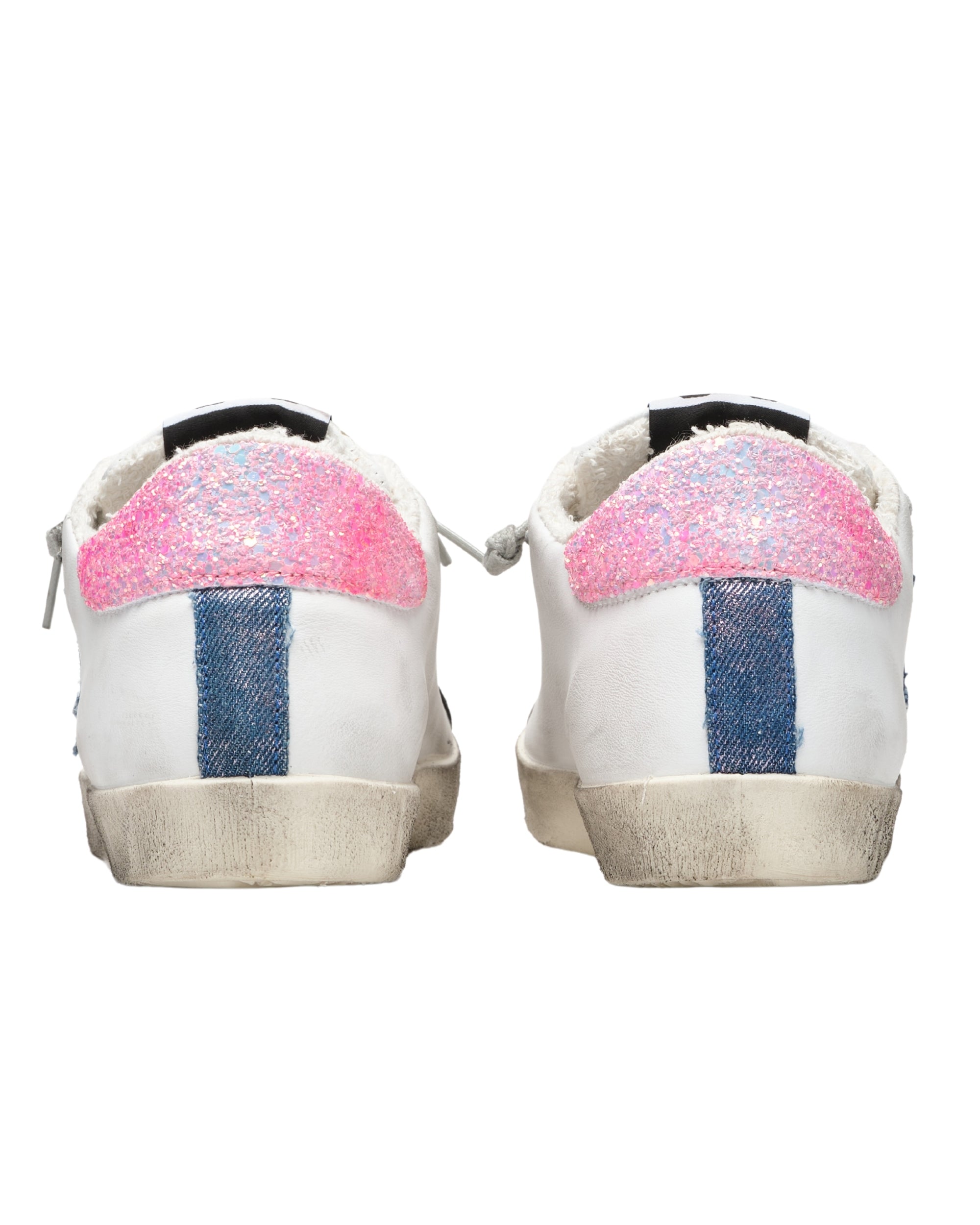 2Star Sneakers One Star Pelle Bianca Dettagli Glitter Rosa