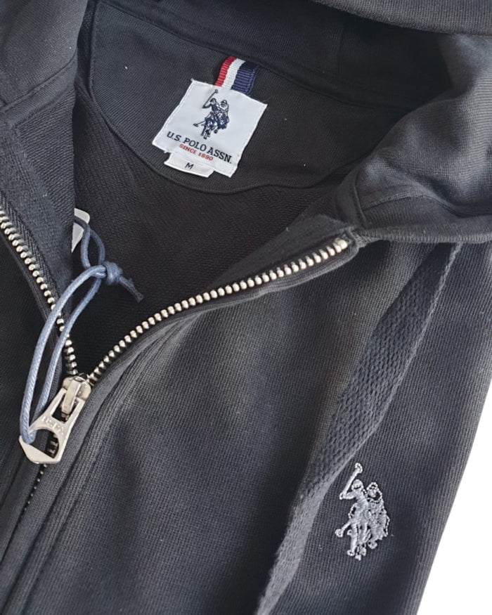 U.s. Polo Assn. Full Zip Con Cappuccio Nero Uomo 2