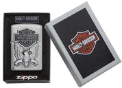 Zippo Harley Davidson Placca Cromo Spazzolato Argento Unisex