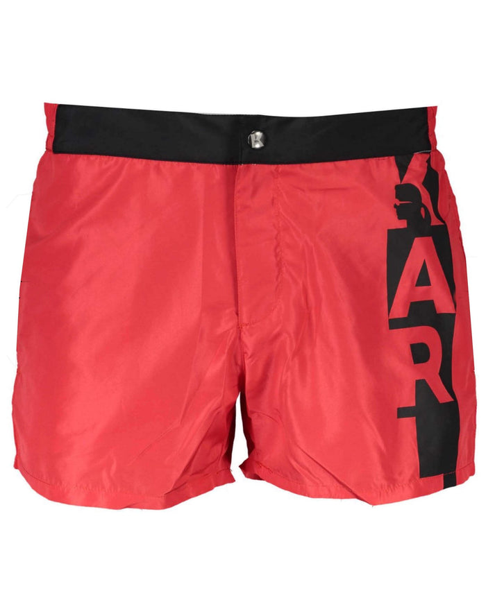 Karl Lagerfeld Boxer Da Mare Maxi Logo Laterale Rosso Uomo