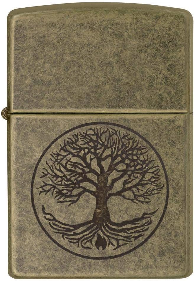 Zippo Antivento Ricaricabile Made In Usa Albero Della Vita Oro Unisex 2