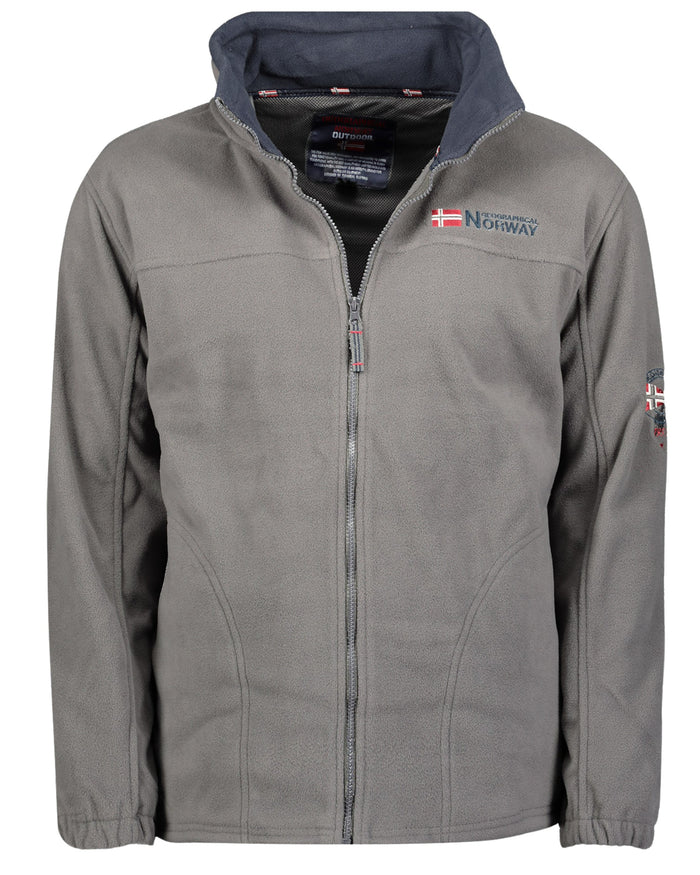 Geographical Norway Pile Maniche Lunghe Full Zip, Capuccio Estraibile Dal Colletto Grigio Uomo 1