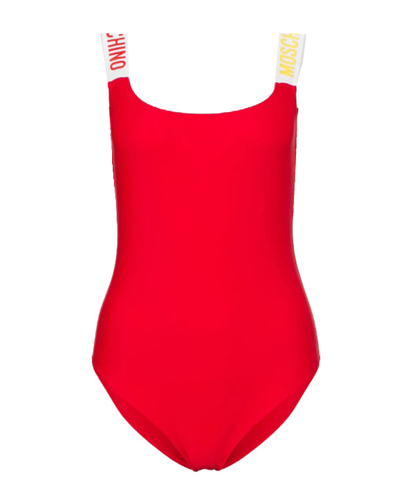 Moschino Swim Costume Intero Logo Spalline Rosso