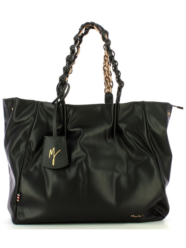 Manila Grace Jasmin Big Bag Ecopelle Black-2