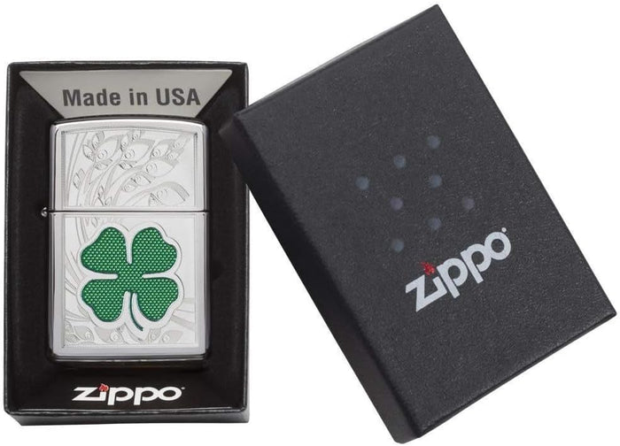 Zippo Windproof Refillable Made In Usa Lucky Luck Silver Unisex 3